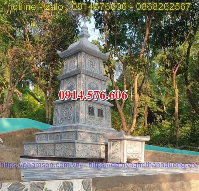 55 Bình dương mộ tháp để thờ lưu giữ tro cốt đá xây kích thước