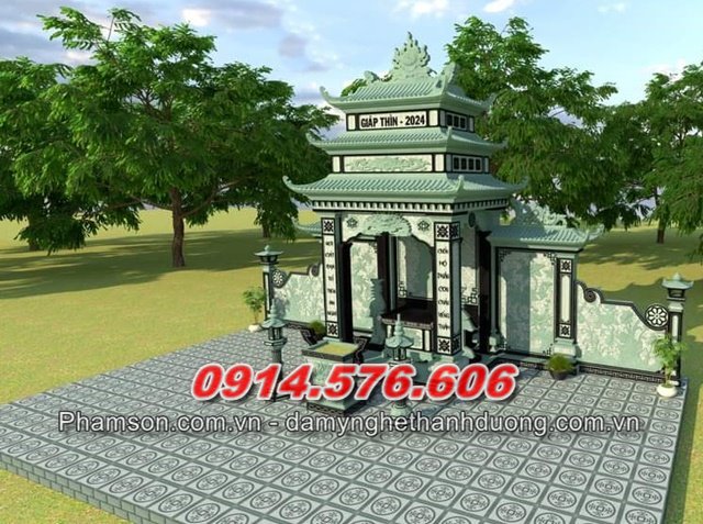 Mẫu nhà mồ bằng đá xanh granite hoa cương khối